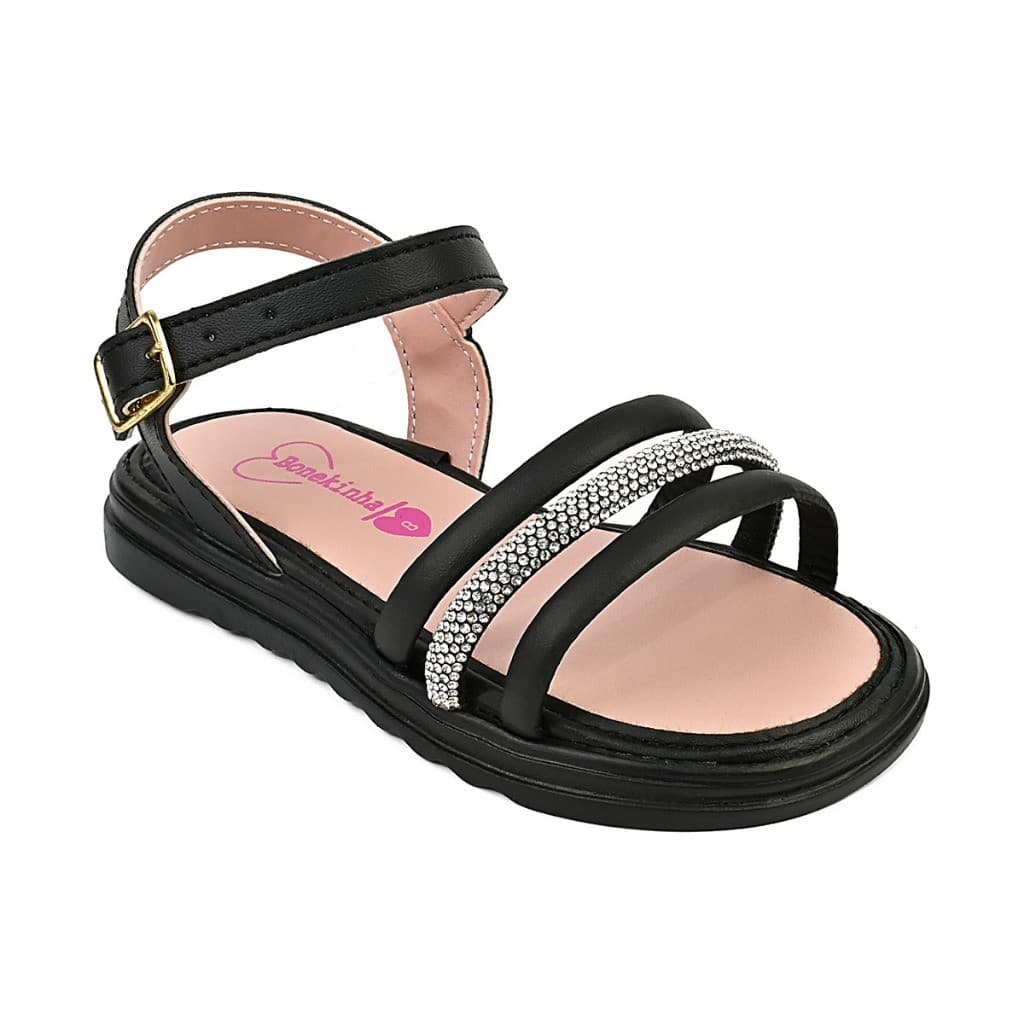 Sandália Infantil Menina Brilho Strass Feminino Criança Confortável Leve Delicada Promoção