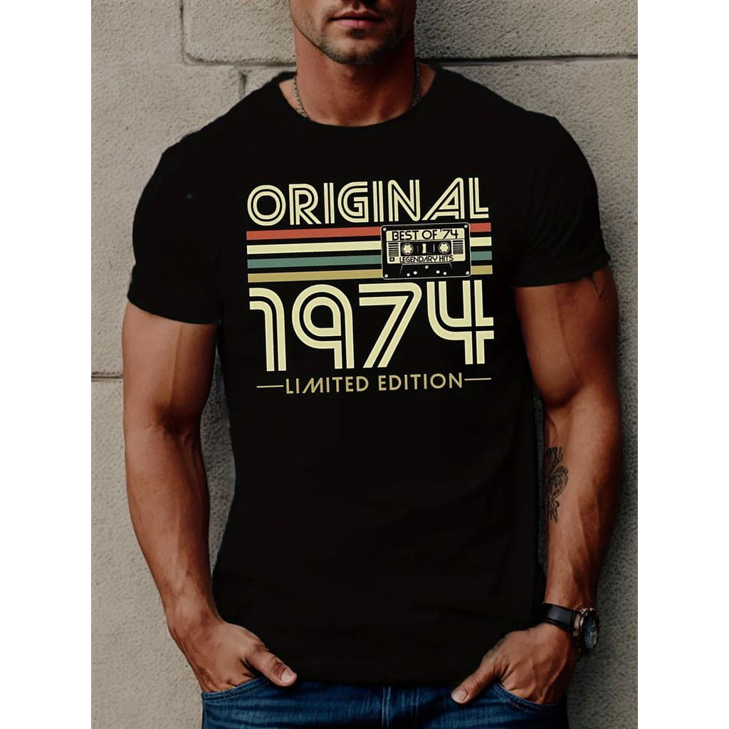 Camiseta Masculina Edição Limitada Vintage 1974 100% Algodão