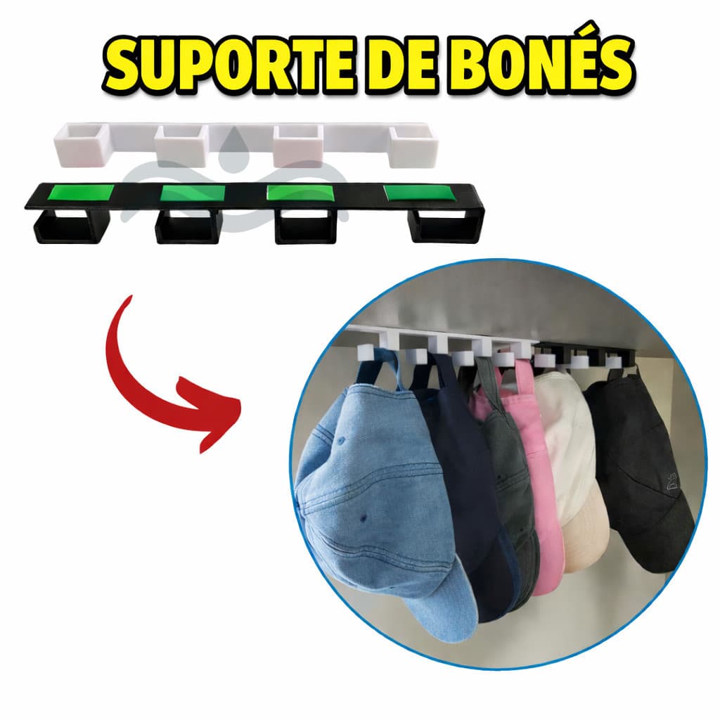 Suporte Organizador Para Bonés - Suporte de Bonés e Bonecos Pingentes Armário Parede Decorativo Fita Dupla Face