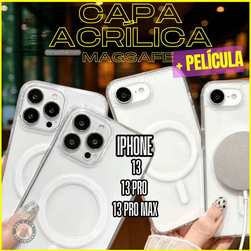 Capa Capinha para Iphone 13 Pro Max compátivel com Magsafe Clear Case Carregamento por Indução