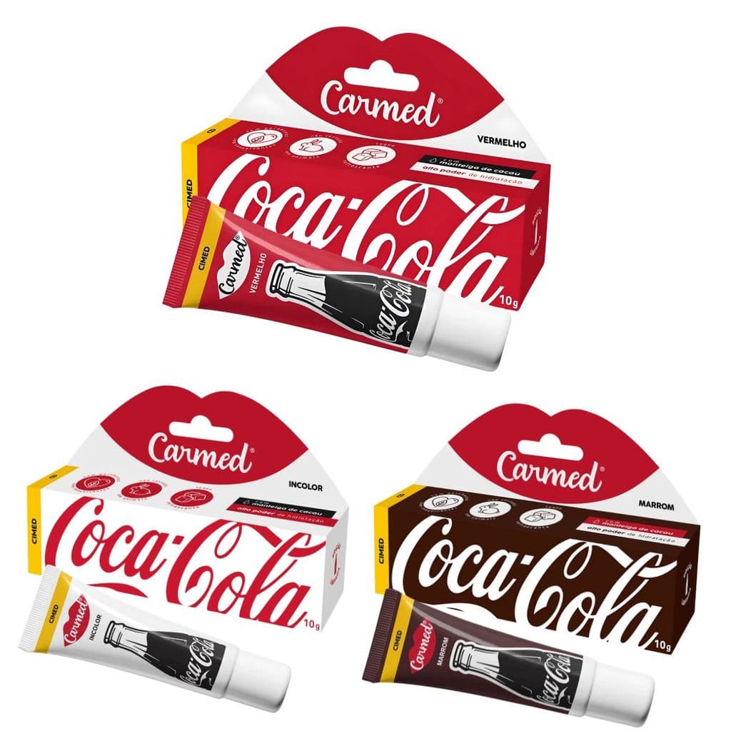 Carmed Hidratante Protetor Labial 10g Coca Cola - Efeito Gloss + manteiga de Cacau Ultra-Hidratante