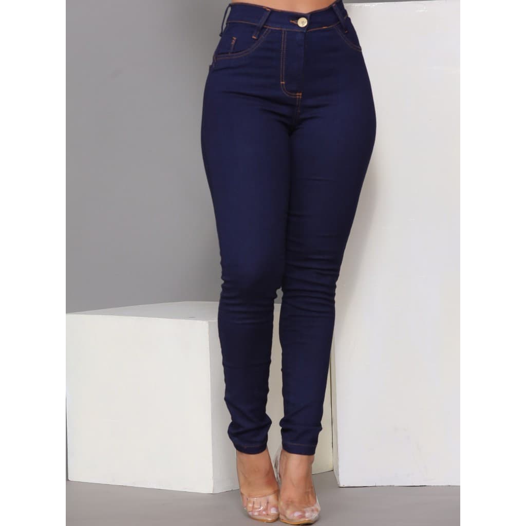 Calça Jeans Azul Escura Cintura Alta Modeladora Básica 085