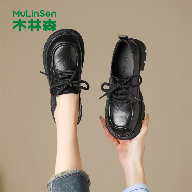Mulinsen sapatos femininos 2026 primavera novo estilo francês estilo britânico pequenos sapatos de couro JK saia combina