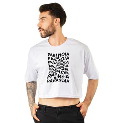 Cropped Oversized Unissex Escrita Paranoia Moda Feminina Masculina Estilo  100%Algodão Confortável