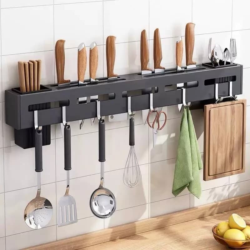 Suporte Organizador Utensílios  Cozinha Ganchos Pendura Concha Tesoura Pano Talheres Espatula Fue