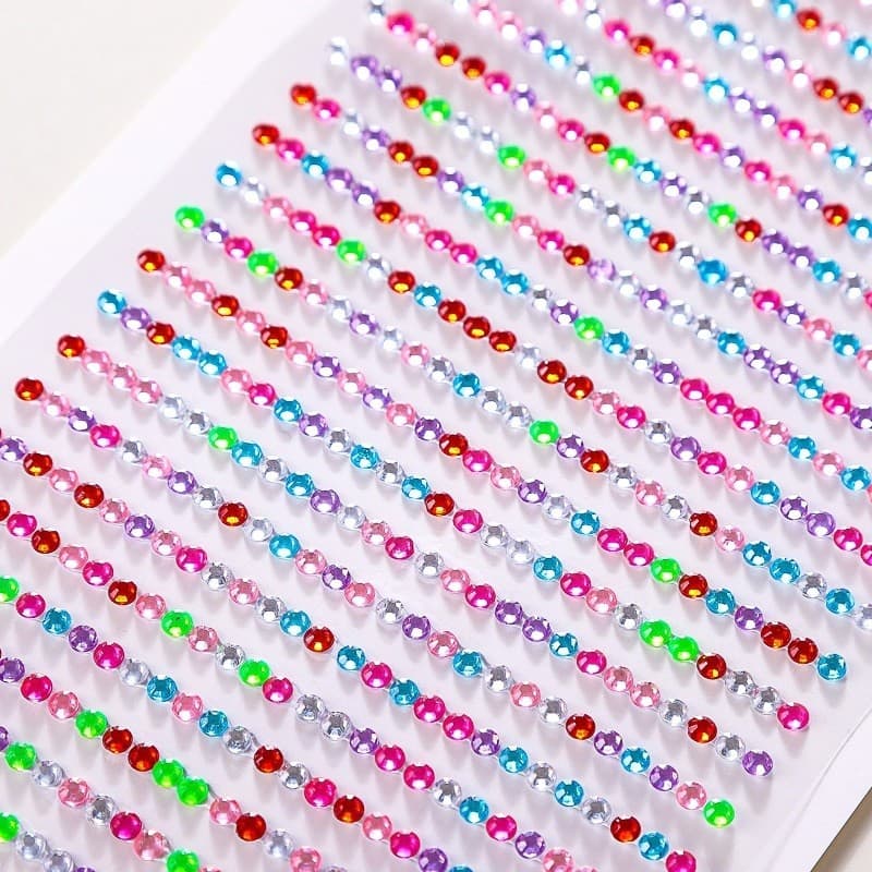kit 1/2/4 Cartela Adesivo Strass 2mm-3mm-4mm-5mm Para Artesanato  Decoração -- colorido