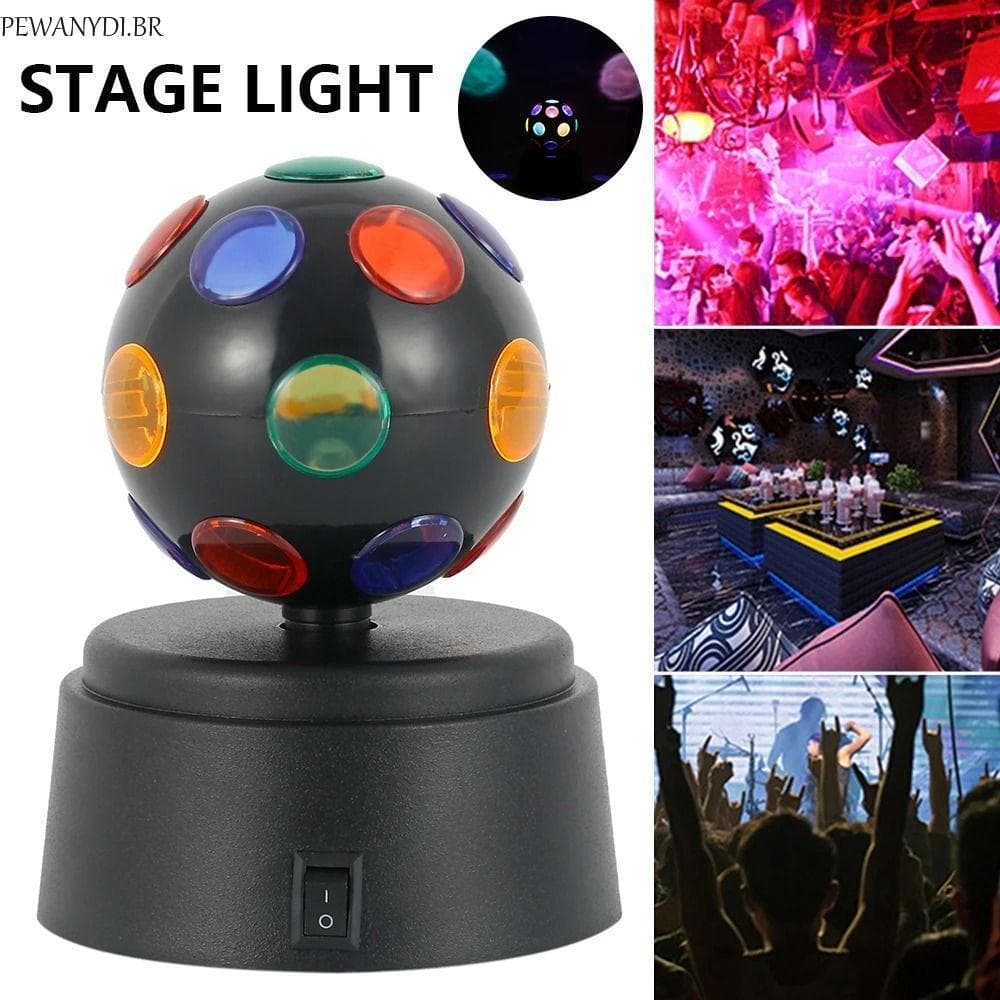 Lâmpada De Bola De Discoteca PEWANYDI , Mini Giratória DJ Com Flash De Cristal , Holofote Prático Redondo De Plástico Pa