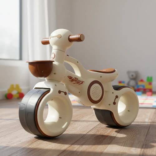 Bicicleta Balance Infantil Branca com Som e Luz Rodas Largas Assento Anatômico a partir de 2 Anos