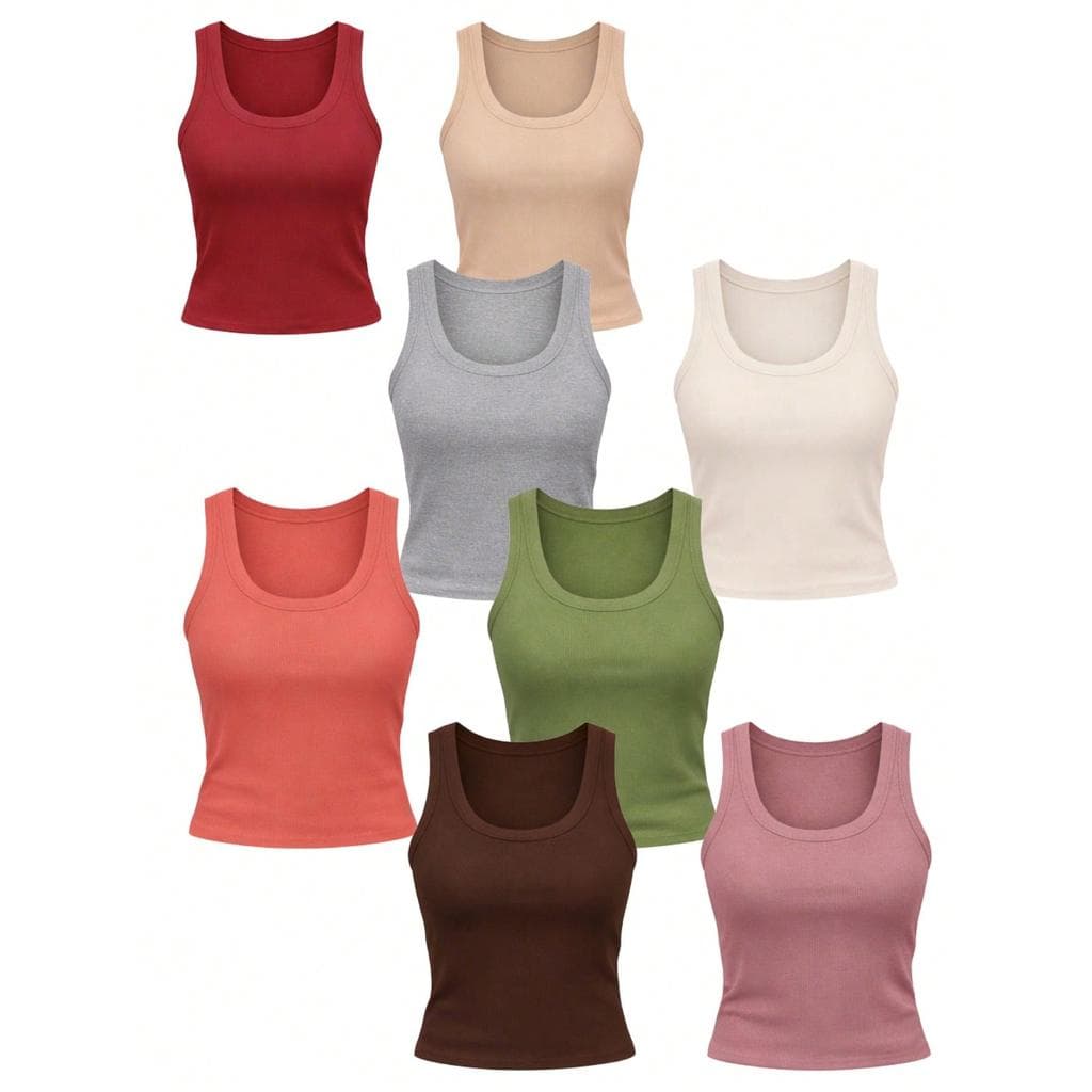 KIT 7 BLUSAS REGATAS CANELADAS CORES LINDAS E SORTIDAS