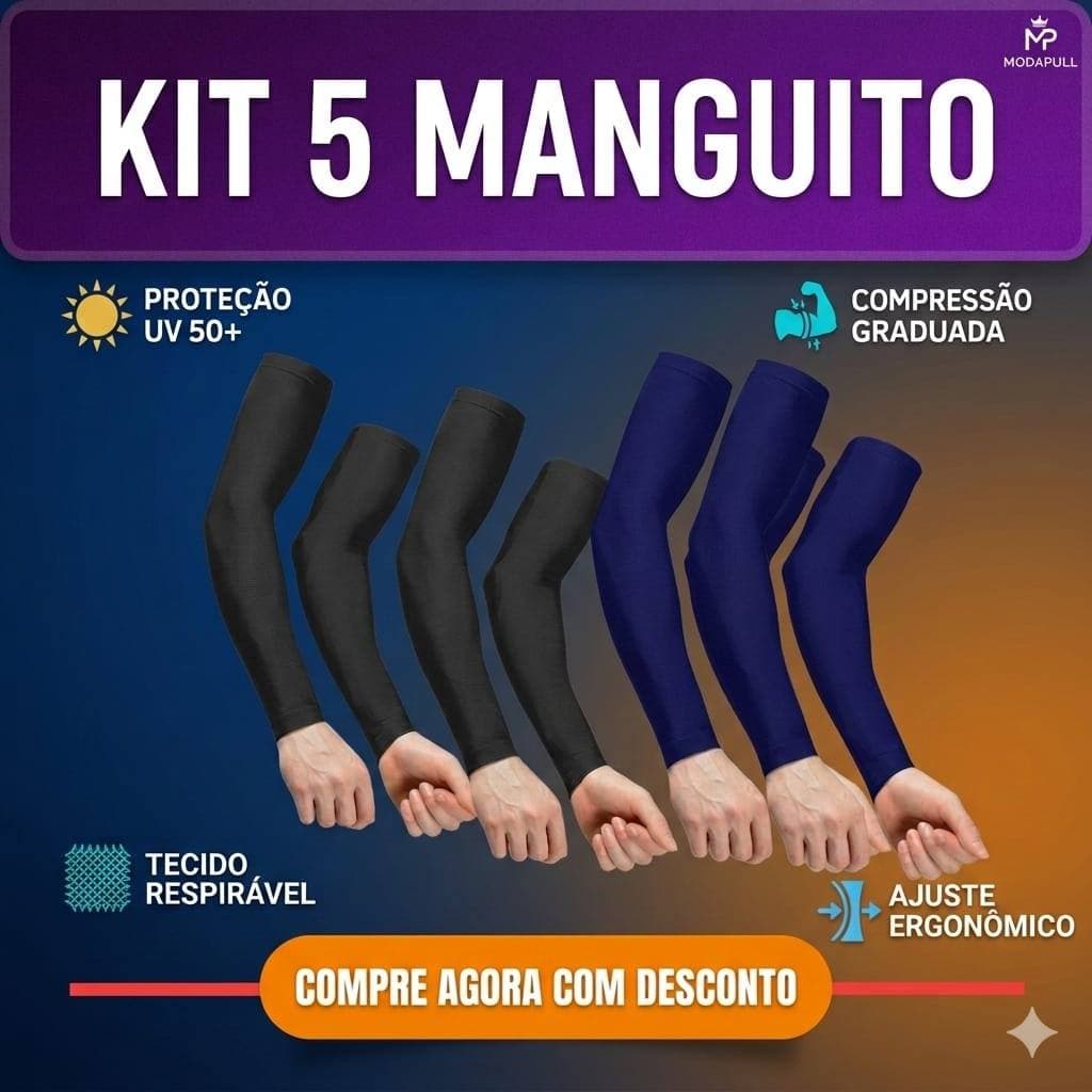Kit de 5 Manguito Térmico manga longa Proteção Solar de braço, Segunda Pele motoboy, Esportiva, unissex