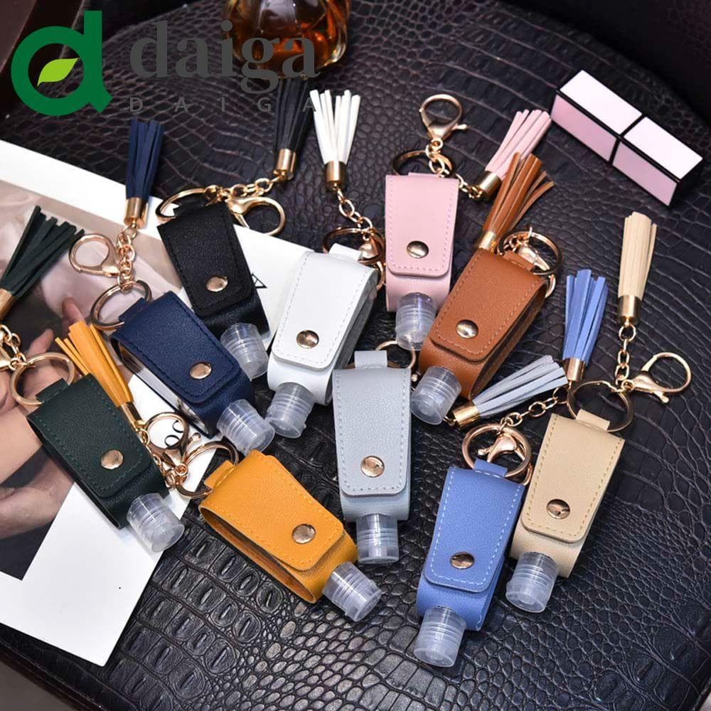 Porta-Chaves DAIGA Reutilizável Para Lavagem Das Mãos Em gel Armazenamento De Garrafas Com Borlas Capa De Couro PU De Pl