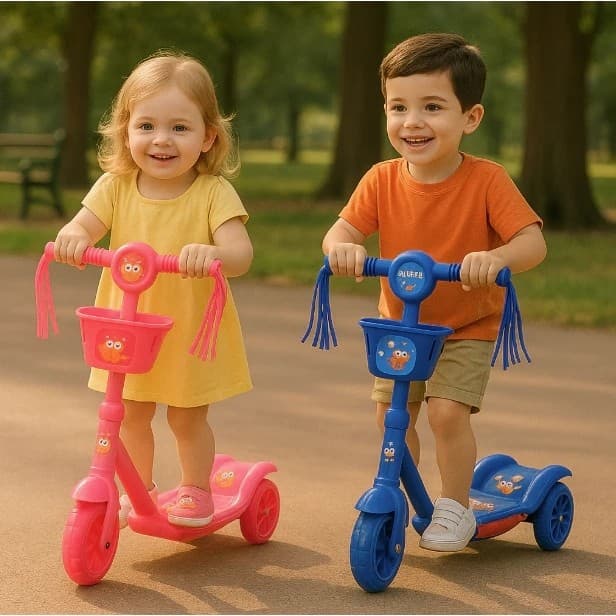 Patinete Infantil 3 Rodas Dobrável Luz LED Som Estável Seguro Menino Menina Brinquedo