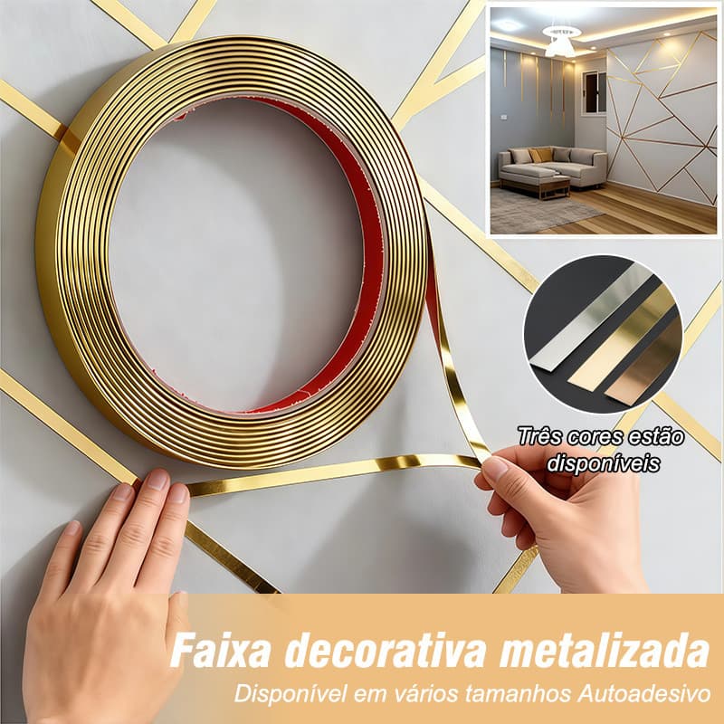 Fita Metalizada Para Decoracao Largura 8mm/10mm/15mm/20mm/27mm com 10/5 Metros com Autocolante