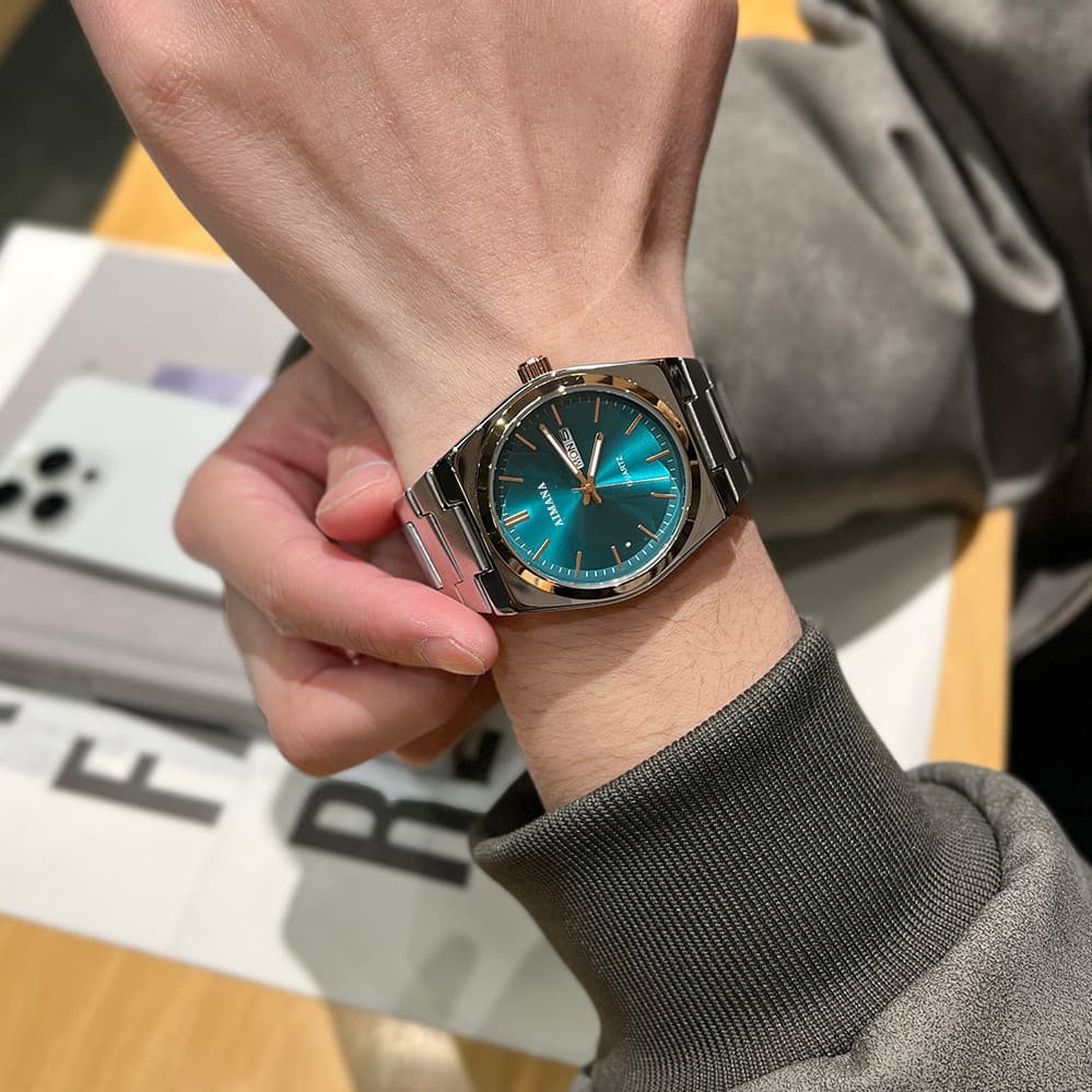 Relógio Empresarial Masculino Suíço Com Pulseira De Aço Inoxidável Prateado , À Prova D'água , Luminoso , Display De Dat