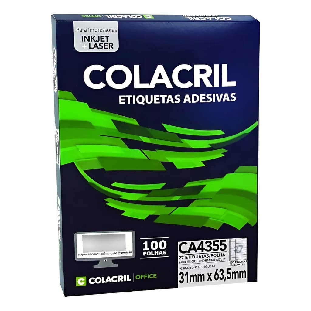 Etiqueta Impressora A4 31 X 63,5 MM 100 FLS CA4355 Colacril