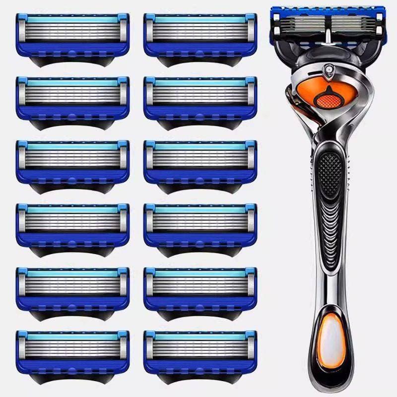 Navalha Manual masculina, navalha de aço inoxidável, suporte de lâmina de cinco camadas, barbear facial, lâmina de cabel