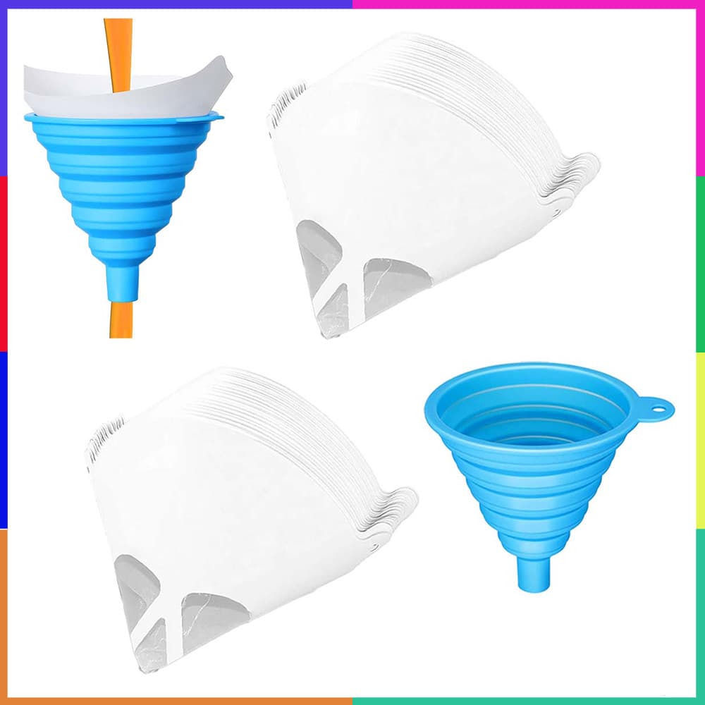 200 Peça filtros de tinta Com funil, cone de papel - malha fina azul ultra fluxo de 190 mícrons, tela de filtro de nylon