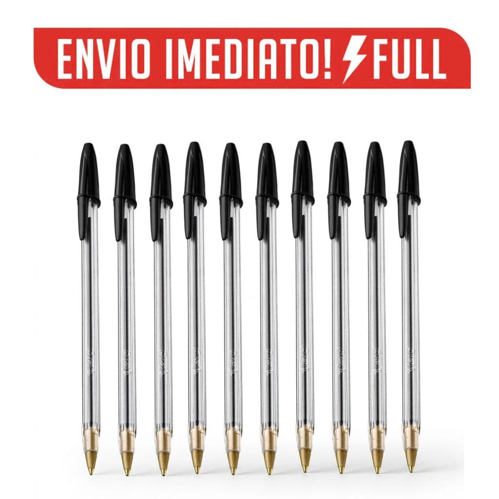 Kit 10 Canetas BIC Cristal Pretas Original 1.0mm – Esferográfica Ponta Média