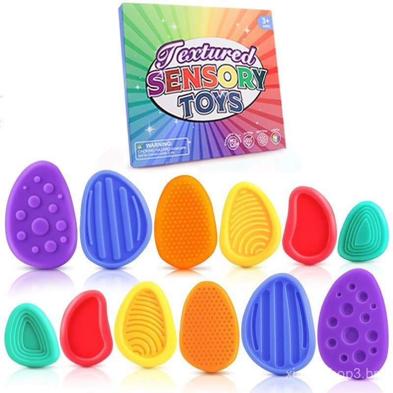 Sensorial Fidget Brinquedos Pedra Para Crianças 6 Pacote Texturizado Macio Preocupação Autismo Tdah Adolescentes Ansieda