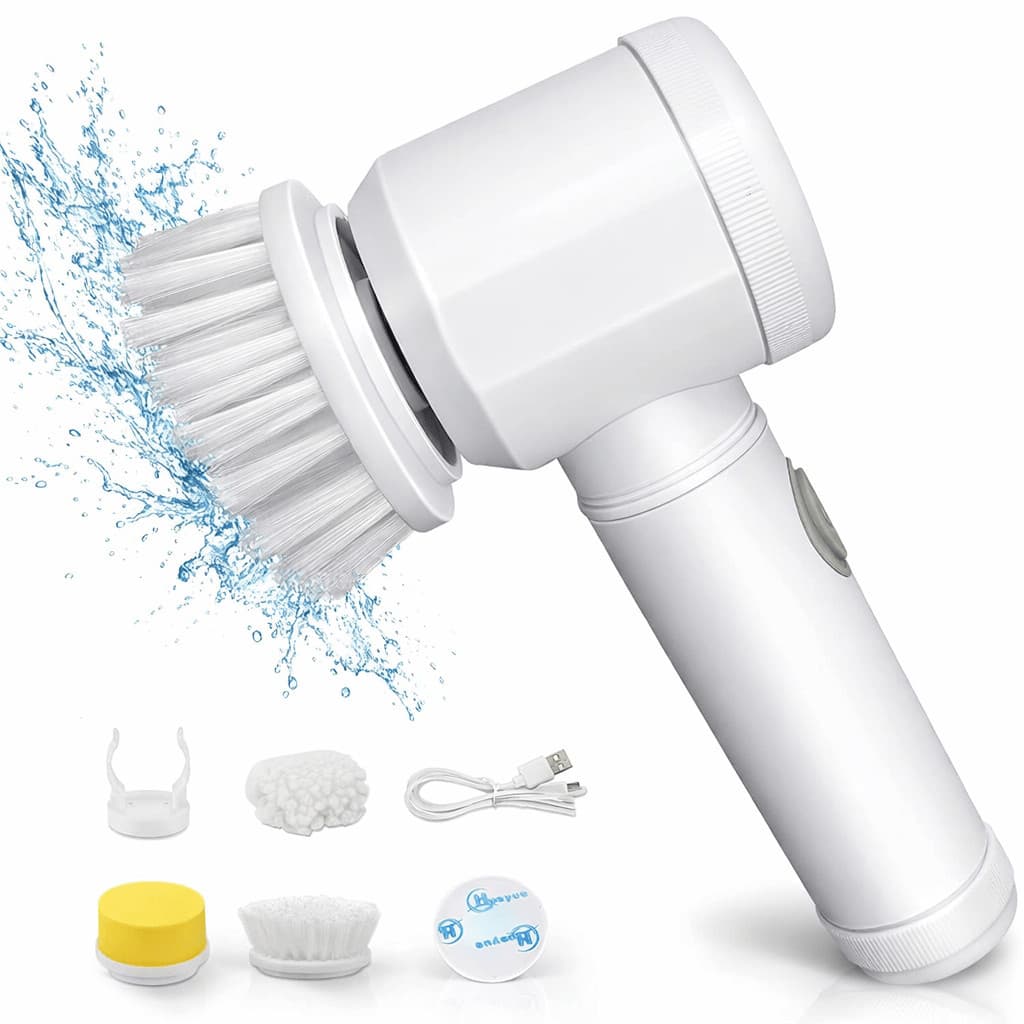Escova de Limpeza Elétrica 5 em 1 Recarregável USB para Cozinha Banheiro Azulejos Pia