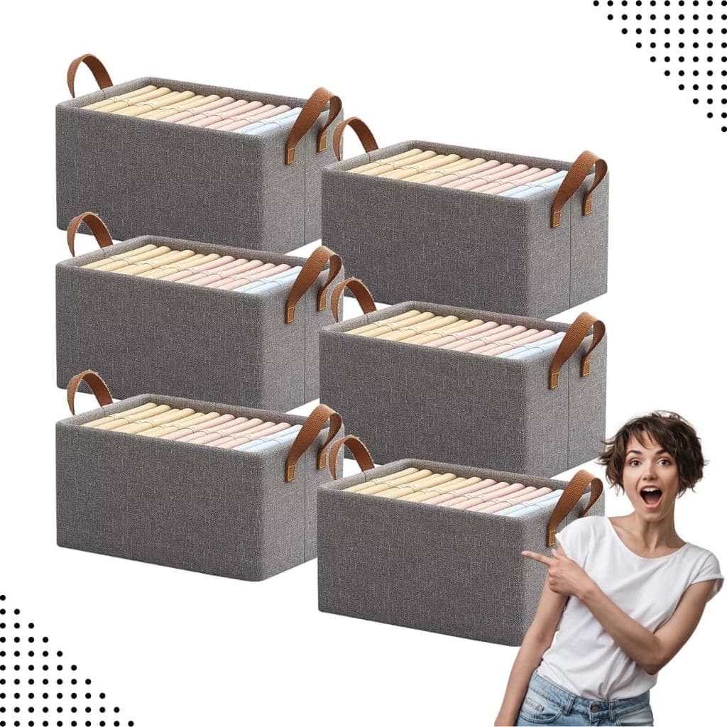 Cesto Organizador Dobrável 25L Alça Caixa Multiuso GuardaRoupa Gavetas Lavanderia Brinquedos Premium