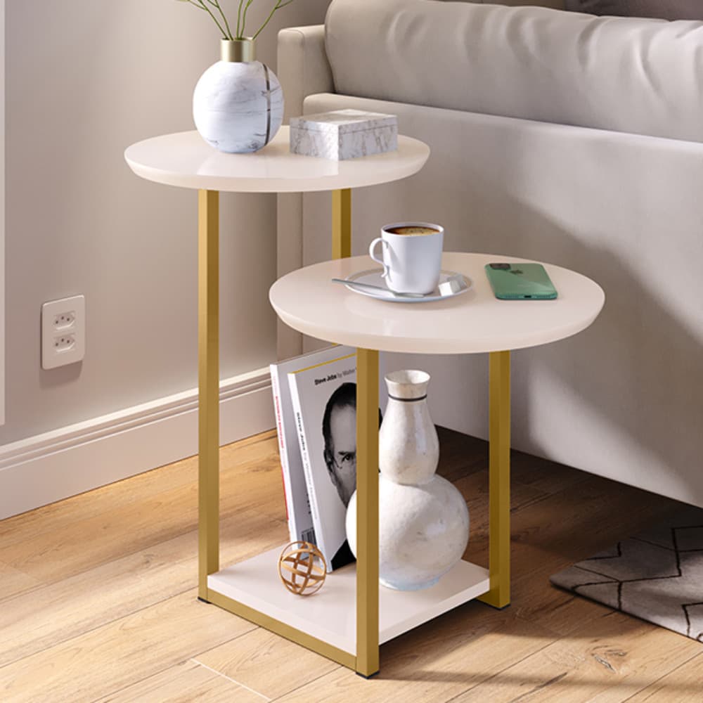 Mesa de Apoio Lateral para Sofá Mesa Sala mesinha apoio Pés Industriais de Ferro Tampos em MDF