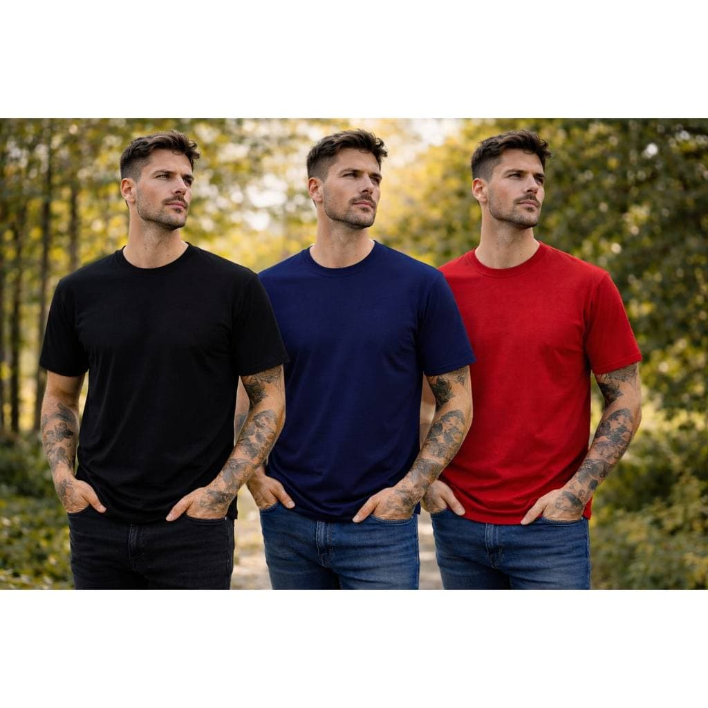 KIT COM 3 CAMISETAS MASCULINA OTIMA QUALIDADE 100% ALGODÃO