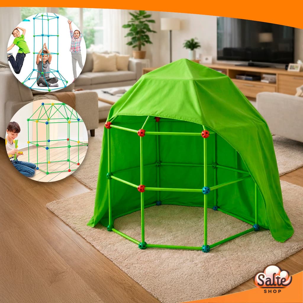 Kit Construção 68 Peças Tubos Conexões Barraca Infantil Castelos Tendas Túneis Brinquedo Criativo Salte Oficial