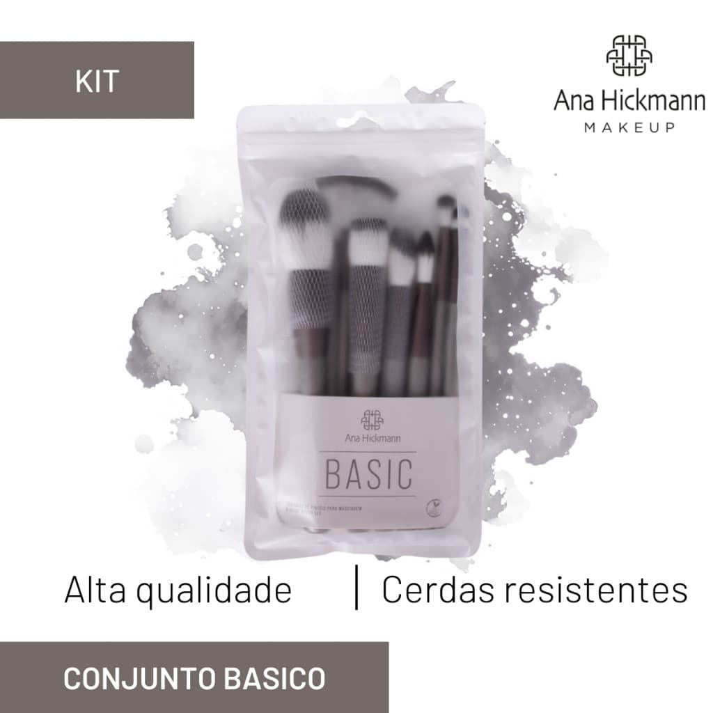 Kit de Pinceis para Maquiagem Conjunto Basico 3 Cores Disponiveis Ana Hickmann