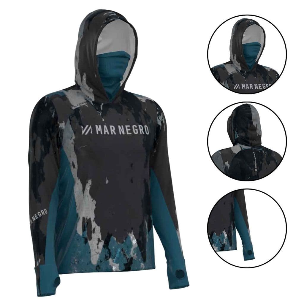 Camisa de Pesca com Capuz Proteção UV X Protect 360 Tree Bark Mar Negro by Eduardo Monteiro