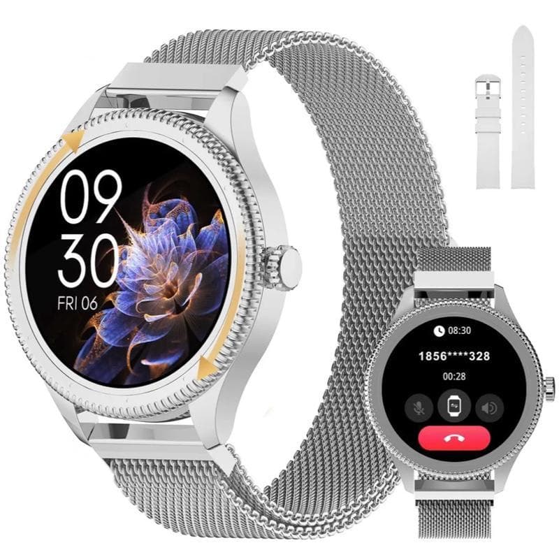 Smartwatch Resistente à Água com Tela AMOLED e Modos Esportivos Inclui Pulseira de Aço e Bateria Durável