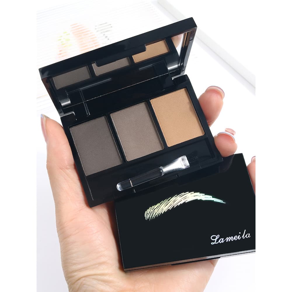 Paleta de pó para sobrancelha, três cores, à prova d'água, à prova de suor, não é fácil de desbotar, longa duração, femi