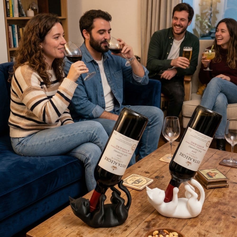 Suporte para Vinho Gatinho Elegante Decoração Criativa para Mesa e Adega