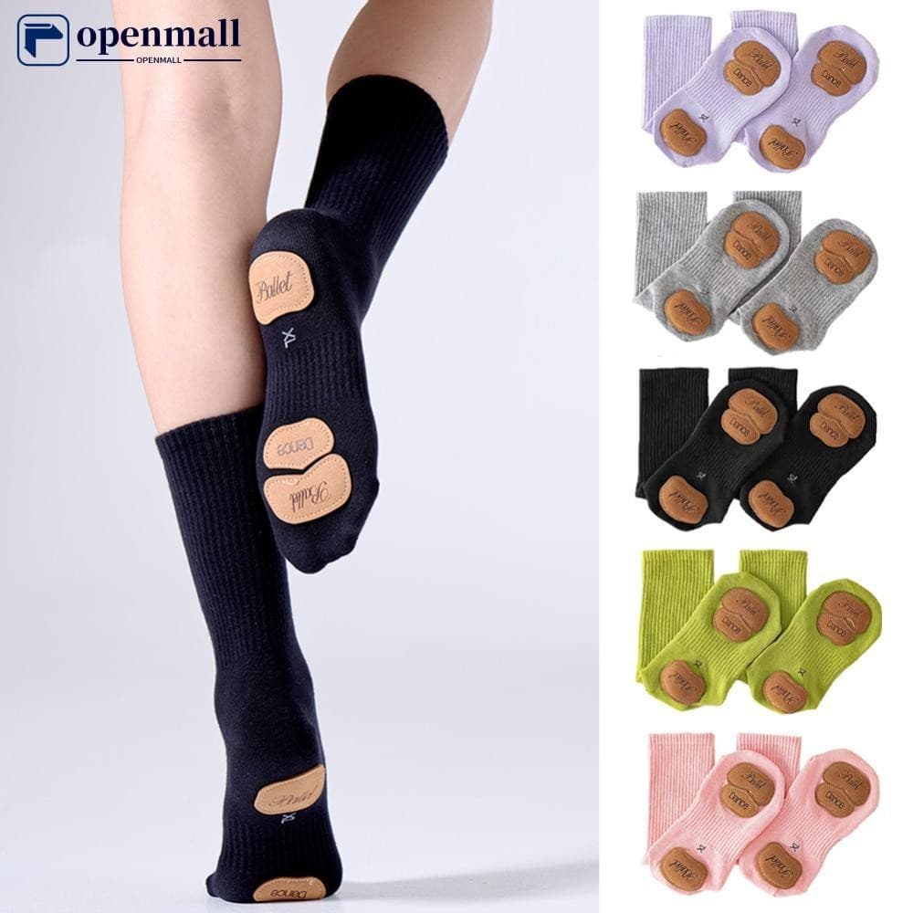OMALL Um par de meias de dança até a panturrilha, solas antiderrapantes, couro resistente ao desgaste, adequadas para es
