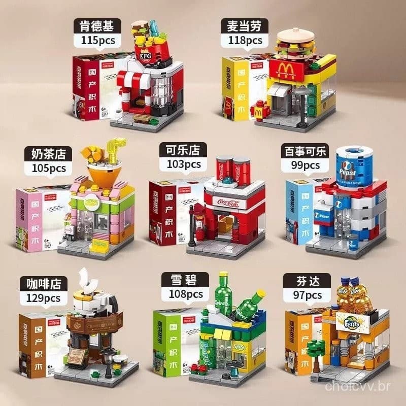 Pequenos Blocos de Construção de Cena de Rua de Partículas para Crianças Modelo Lego Montagem Educacional Compatível com