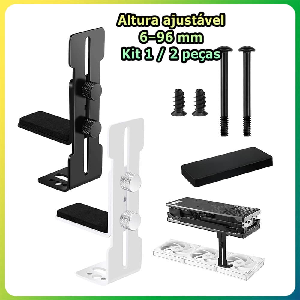 1/2 Suporte para GPU Suporte para placa de vídeo Altura ajustável 6-96 mm Suporte anti-afundamento para GPU