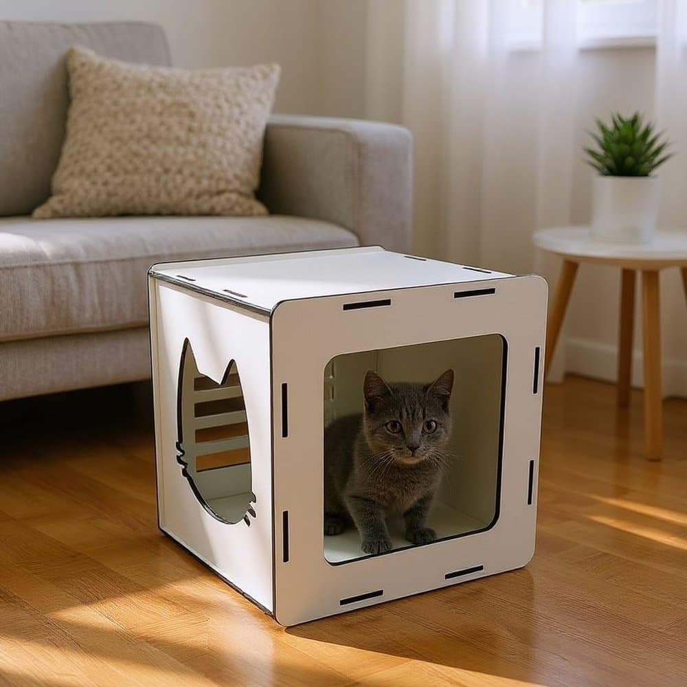 Casinha Nicho para Gatos em MDF Branco