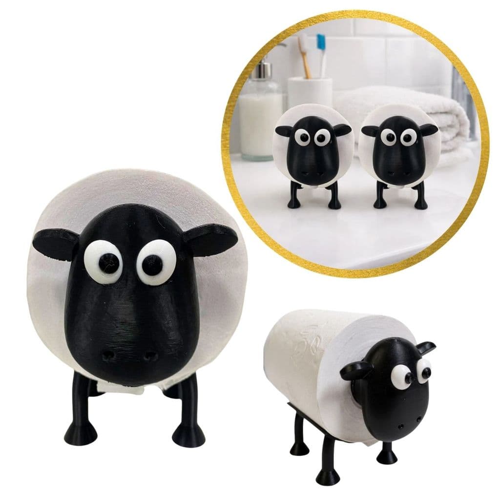 Kit 2 Suportes Papel Higiênico Ovelha Decorativo Preto