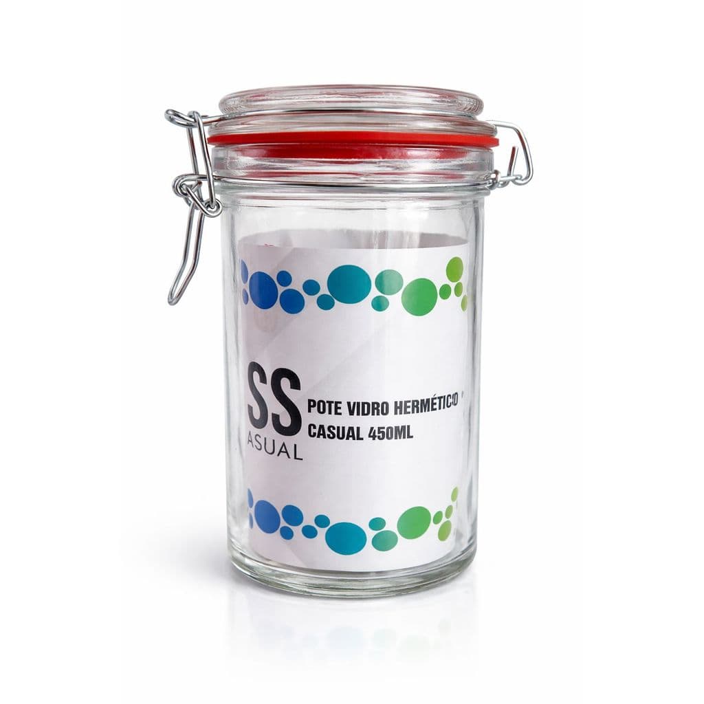 Pote de Vidro Hermético 450ml com Tampa Trava Conserva Temperos Mantimentos