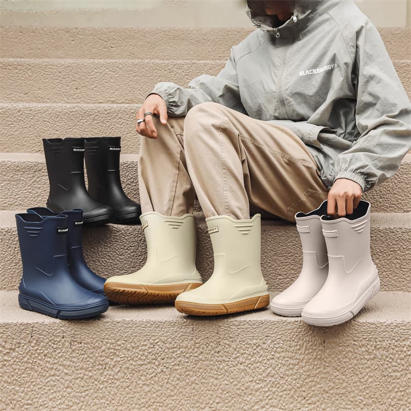 Botas de chuva masculinas elegantes, calçados versáteis à prova d'água para pesca ao ar livre, sapatos de borracha antid