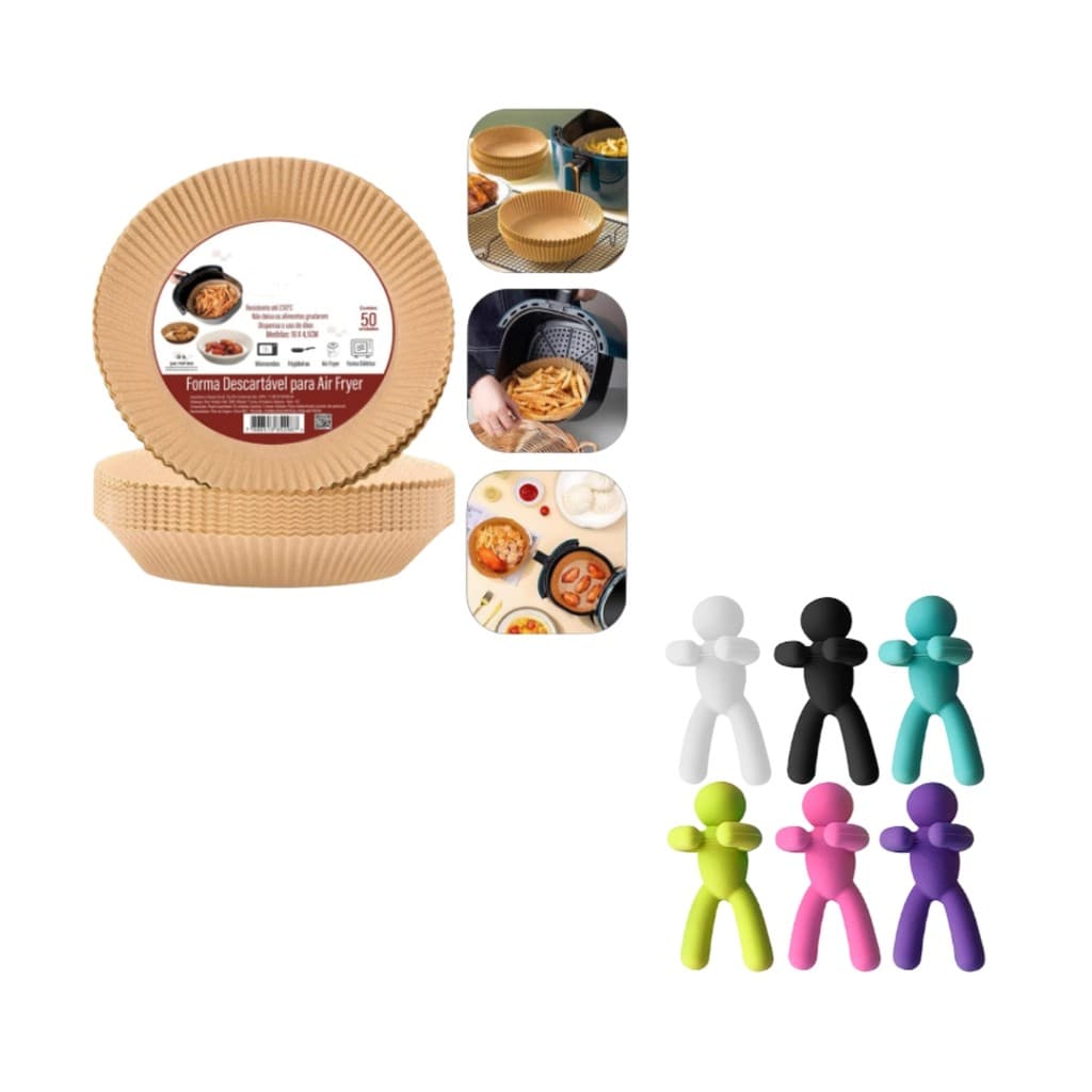 6 Marcadores de Taça + Combo 50 Formas Air Fryer 16cm