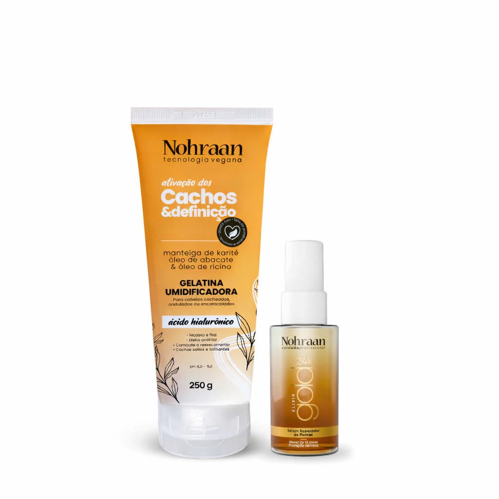 Kit Gelatina Cachos Karité + Elixir 24K | Nohraan