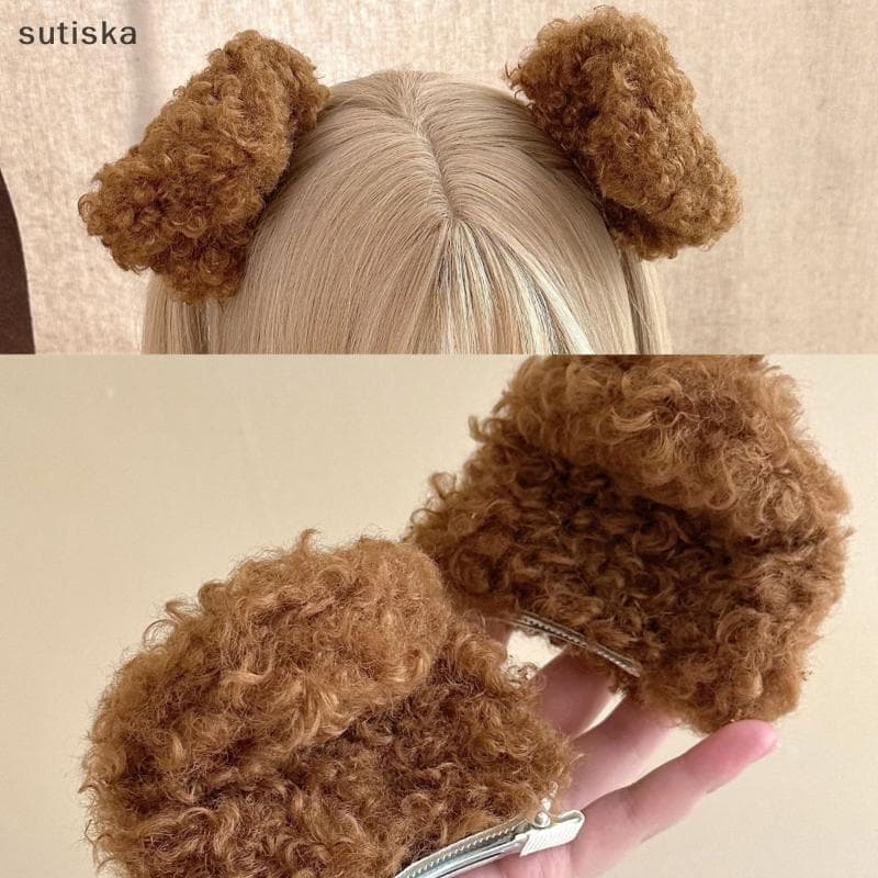 sutiska 1 Par Novo Bonito Orelhas De Cachorro Clipes Laterais Para Meninas Presilhas De Cabelo De Pelúcia Headwear Crian