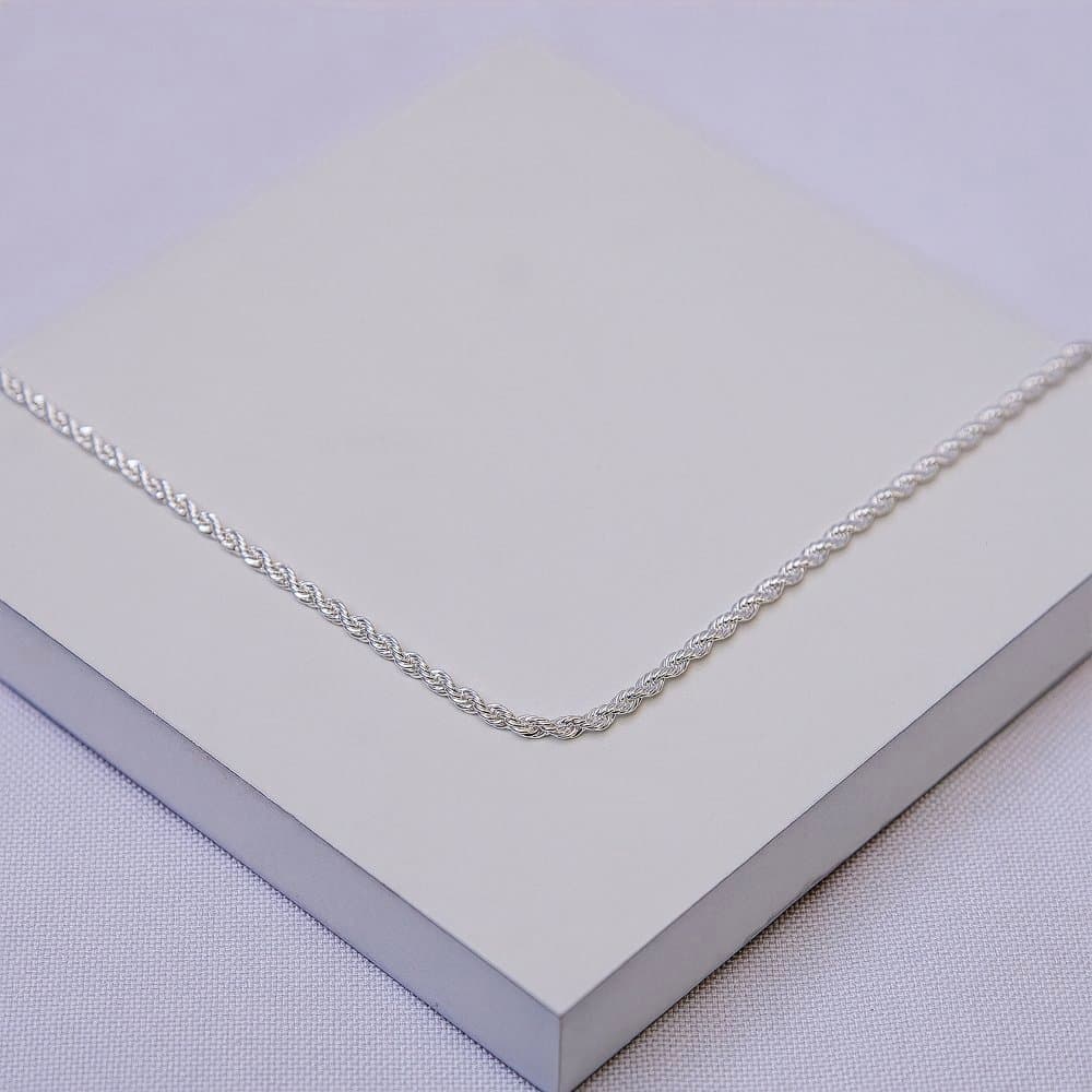 Colar Cordão Baiano Fino Folheado a Prata Feminino 45cm