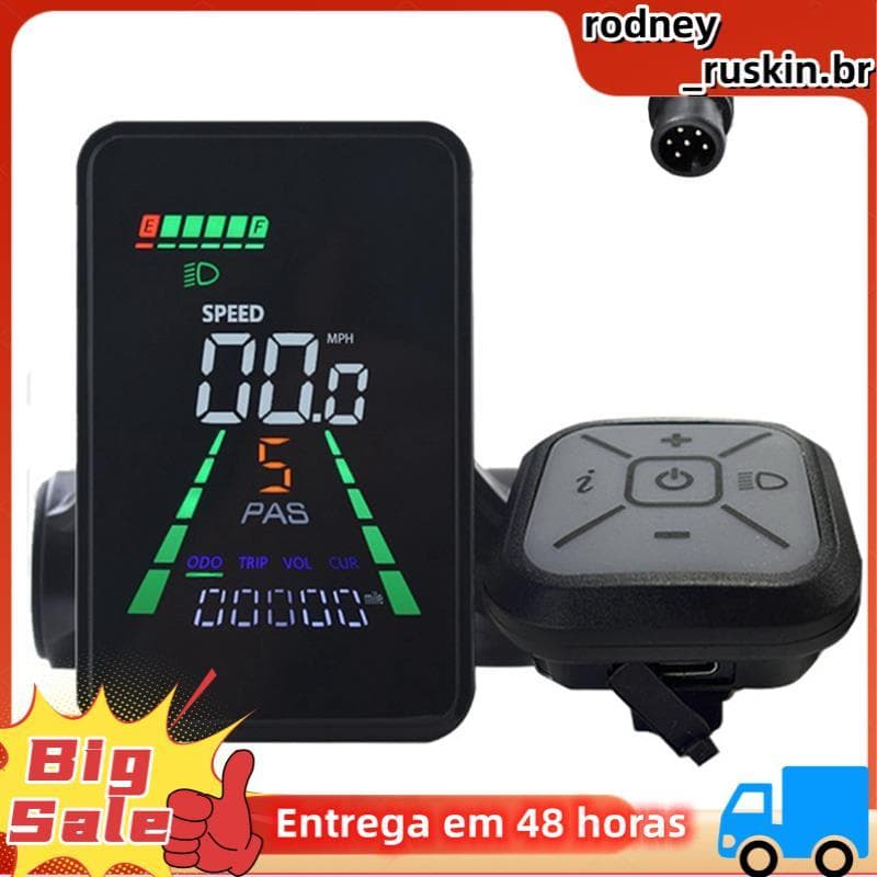 L5 Mountain E-Bike Display LCD Medidor UART 24V/36V/48V/60V Tipo C Scooter Elétrico Velocímetro 6PIN