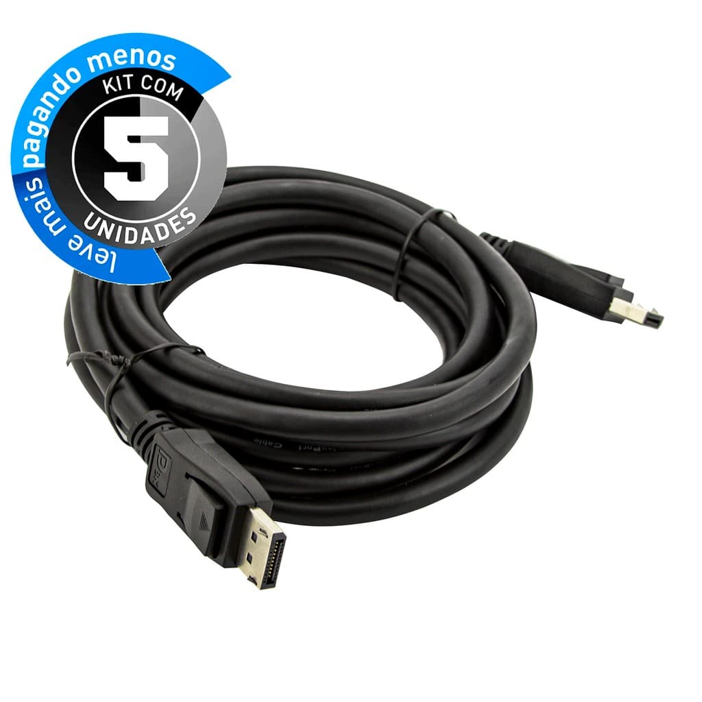 Cabo Displayport 8k - 2 Metros 120hz - Kit Com 5