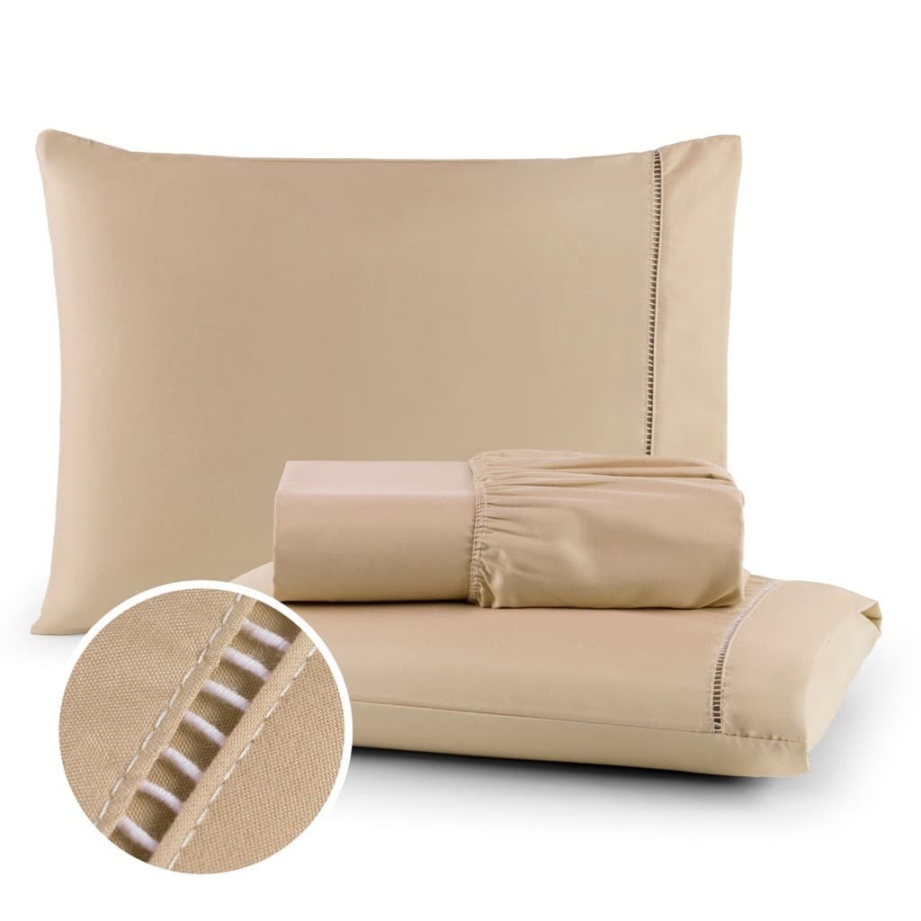 Jogo de Lençol Cama Casal Queen King Solteiro Berço 800 Fios Micropercal Com Fronha em Ponto Palito