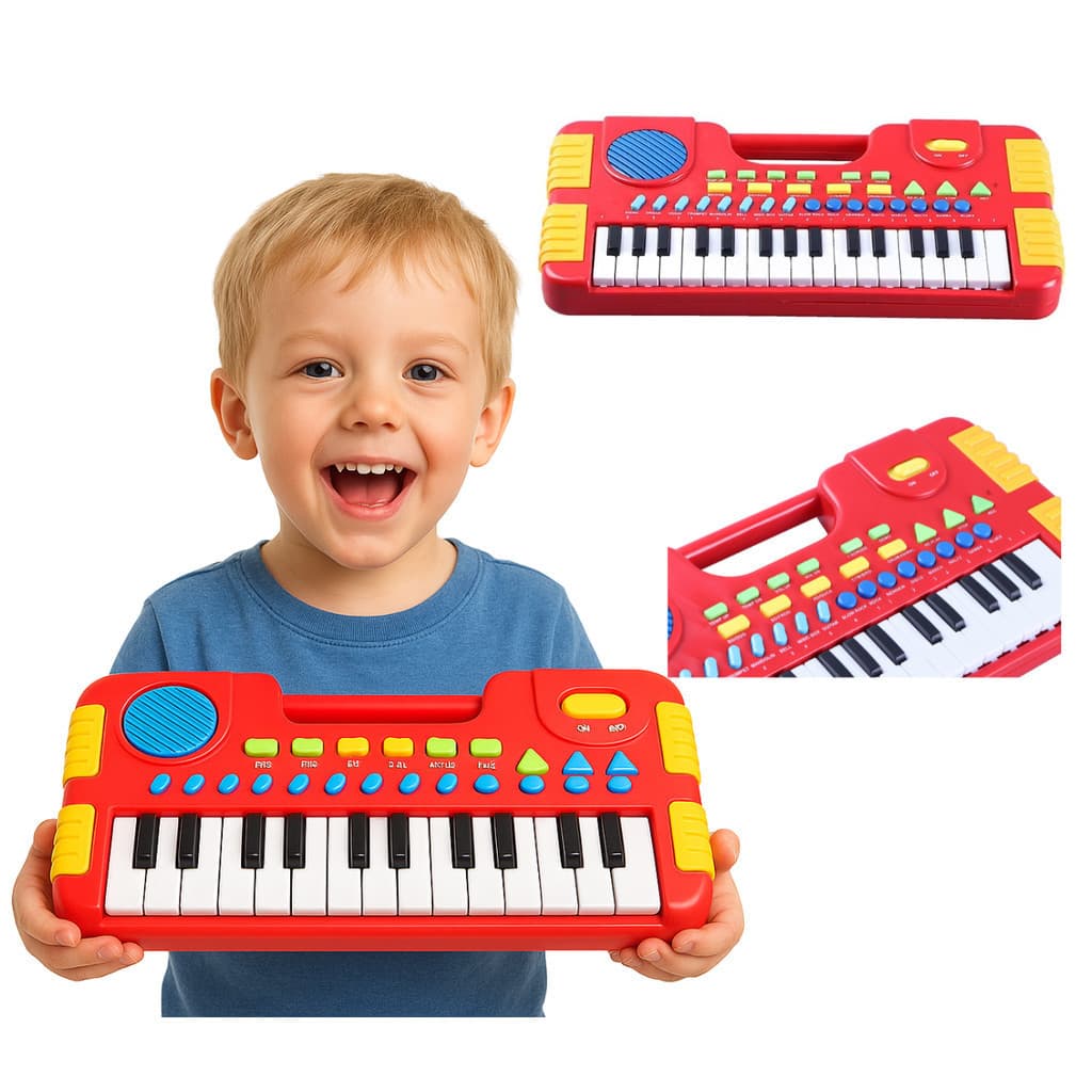 Teclado Infantil Vermelho 31 Teclas Reproduz e Grava Envio Imediato!