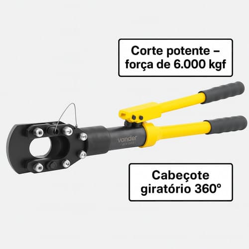 Alicate Hidráulico Corte De Cabos 50mm Com Maleta Amarelo/preto