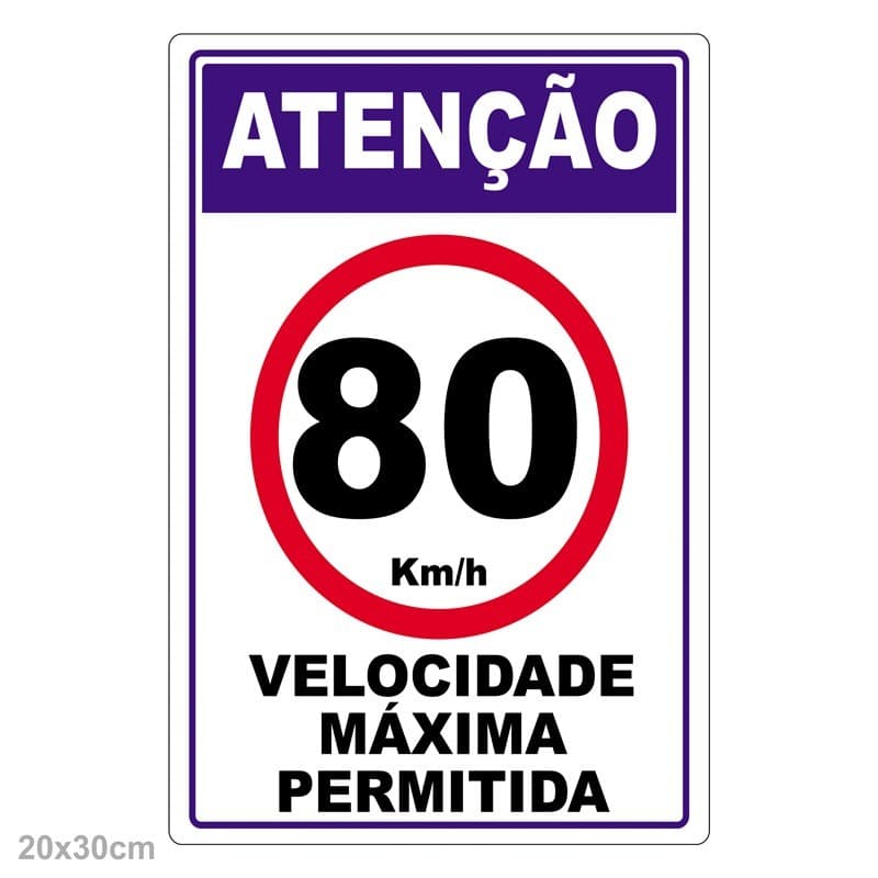 Velocidade Máxima Permitida Adesivo 80Km Por Hora